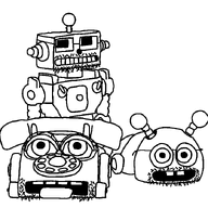 3soyjaks antenna bald catterpillar fnaf fnaf_4 glasses phone robot series:trios_&_duos stubble teeth tounge variant:the_toyjak_trio wheel // 700x700 // 16.2KB
