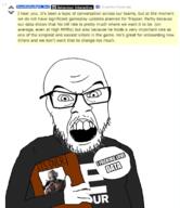 angry arm badge book dead_by_daylight glasses hand holding_book holding_object i_love its_over mustache open_mouth soyjak stubble text variant:feraljak // 1500x1739 // 907.5KB