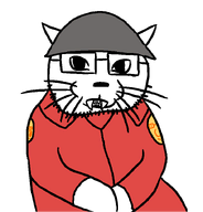 animal anthro cat cat_ear clothes feline hair hat helmet long_teeth nose sitting soldier_(tf2) sucre_(user) teeth variant:catjak_(alternate) whisker whiskers white_fur white_hair // 694x725 // 17.1KB
