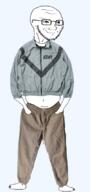 arm belly belly_button cargo_pants clothes fat foot full_body hand_in_pocket jacket smug variant:soyak // 400x850 // 249.0KB