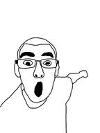 arm ear glasses hair hand open_mouth pointing soyjak variant:unknown // 4896x6528 // 813.8KB