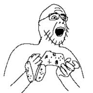 arm game_controller glasses hand holding_game_controller holding_object joycon nintendo nintendo_switch open_mouth soyjak stubble variant:unknown video_game white_background xbox // 400x400 // 10.1KB