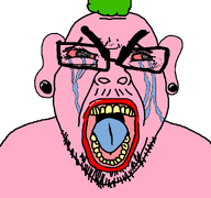 angry crying ear earring female green_hair hair looking_at_you mustache pink_skin pooner red_lips stubble subvariant:seethejak tranny transparent_background troon variant:bernd // 1200x1125 // 47.8KB