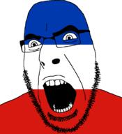 Schleswig-Holstein angry flag flag:schleswig-holstein full_head germany glasses hair looking_to_the_right open_mouth soyjak stubble teeth variant:cobson // 721x789 // 19.0KB