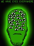 black_background central_intelligence_agency glowing green green_skin multiple_eyes neutral subvariant:neutralplier text trend:glowie trypophobia variant:markiplier_soyjak // 600x800 // 55.7KB