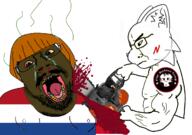 2soyjaks anti_ongezellig blood boykisser boykissersilly_cat brown_skin chainsaw closed_mouth clothes country crying dutch flag flag:netherlands glasses holding_chainsaw holding_object mustache netherlands ongezellig open_mouth pmc_boykisser_group stink subvariant:chainsaw_bernd teeth variant:bernd variant:chudjak wagner_group white_skin yellow_teeth // 1238x872 // 489.8KB