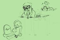 2channel artist:ozae biscuit-tan clothes female gravestone green_background hair hand qa_(4chan) shoboon soyjak_party variant:mameson variant:qa_tan variant:soytan // 996x676 // 48.6KB