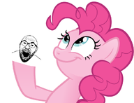 bald ear glasses holding_object looking_up my_little_pony open_mouth pink_skin pinkie_pie pony series:pinkie_pie_holding_soyjaks smile soyjak stubble variant:cirrus white_background // 990x759 // 146.2KB