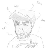badge boyfriend_(friday_night_funkin') bug cap closed_mouth clothes ear fly fnf_pedo friday_night_funkin' glasses hat merge police_sketch redraw soyjak stinky stubble subvariant:chudplier tshirt variant:chudjak variant:markiplier_soyjak video_game // 1080x1080 // 368.0KB