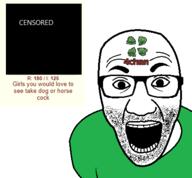 4chan bestiality clothes glasses logo open_mouth screenshot soyjak text variant:el_perro_rabioso // 421x391 // 22.1KB