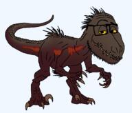 animal claw dinosaur full_body glasses indoraptor series:animaljaks series:dinosaurjaks soyjak stubble tail teeth variant:smugjak yellow_sclera // 1200x1024 // 139.1KB