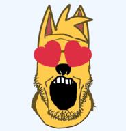 animal cat emoticon glasses hair heart love open_mouth soyjak stubble variant:markiplier_soyjak yellow yellow_skin // 800x833 // 103.4KB