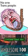 blood crying flag glasses hand_up hanging meme mustache open_mouth purple_hair red_face rope soyjak stubble suicide text tongue tranny variant:bernd wholesome_100 yellow_teeth // 511x1024 // 76.2KB