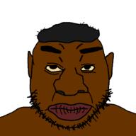 black black_eyes brown_skin closed_mouth hair nigger variant:quanjak yellow_sclera // 640x640 // 9.4KB