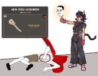 alunya blood cat_ear closed_mouth decapitation fingerless_glove glasses glove gore hair holding_object holding_severed_head leftypol mortal_kombat severed_head soyjak spine team_fortress_2 total_chud_death variant:chudjak // 1370x1060 // 508.2KB