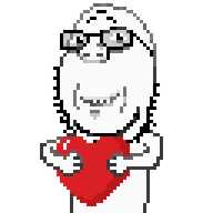 arm bald beard glasses gray_lines heart love messy_beard pixel_art pixelart pixelated red shiny shiny_eyes subvariant:wholesome_soyjak transparent_background variant:gapejak wholesome // 256x256 // 2.7KB