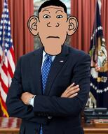 barack_obama big_ears brown_skin closed_mouth flag:united_states no_glasses president subvariant:neutralplier suit_and_tie variant:markiplier_soyjak // 960x1199 // 1.7MB
