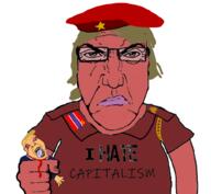 2soyjaks angry arm beret blood bloodshot_eyes capitalism closed_mouth clothes communism crying ear female fist glasses hair hammer_and_sickle hand i_hate necktie open_mouth orange_skin punisher_face red_skin soyjak subvariant:science_lover suit text tongue variant:bernd variant:markiplier_soyjak yellow_hair yellow_teeth // 1017x935 // 391.3KB