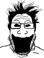 black_eyes black_hair creepy eyebrows forehead_lines glasses horror nose open_mouth scary soulless stubble variant:markiplier_soyjak // 600x800 // 12.5KB