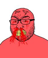 angry blood bloodshot_eyes clenched_teeth glasses red_eyes red_skin soyjak stubble variant:logjak vein yellow_teeth // 559x675 // 86.0KB