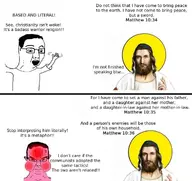 bible bible_verse christ christian_identity christianity excited jesus jesus_christ jewish_nose matthew_(bible) matthew_10:34 matthew_10:35 matthew_10:36 rabbi red_face seething variant:chudjak yamulke // 1142x1076 // 116.9KB