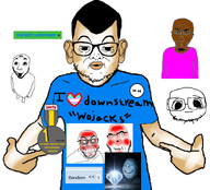 asian bald big_head black_skin blue_shirt brown_skin chin dark_background darkness ear facepaint forehead_lines gem glasses gradient hair happy light light_source mainstream medal meta:tagme nigger open_mouth pink_shirt quotation_marks raised_eyebrow redraw seamonkey shadow smile soybooru stubble subvariant:wholesome_soyjak teeth transheart variant:brandon variant:derpson variant:gapejak variant:shirtjak variant:unknown yellow_sclera yellow_teeth // 795x720 // 240.9KB
