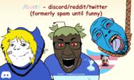 4chan anime bant_(4chan) cirno dark_skin discord fumo green_hair hair hanging mask nate red_eyes rope soyjak soyteen stubble subvariant:shoyta touhou tranny twitter variant:bernd variant:el_perro_rabioso variant:gapejak variant:impish_soyak_ears video_game yotsoyba // 1728x1032 // 722.6KB