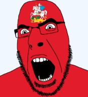 animal christianity dragon flag flag:moscow_oblast full_head glasses hair horse looking_to_the_right moscow_oblast open_mouth russia saint_george saint_george_and_the_dragon soyjak spear stubble teeth text transparent transparent_background variant:cobson // 721x789 // 57.4KB