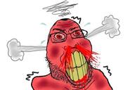 angry blood bloodshot_eyes clenched_teeth glasses red_eyes red_skin soyjak steam stubble variant:markiplier_soyjak2 vein yellow_teeth // 358x238 // 78.3KB