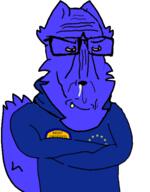 blue_skin booger crossed_arms fox furry glasses smile subvariant:euromutt subvariant:furomutt // 452x578 // 82.0KB