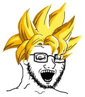 dbz dragon_ball dragon_ball_z glasses open_mouth soyjak stubble super_saiyan variant:soyak // 284x325 // 41.8KB