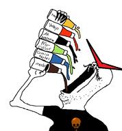 ak_interactive arm bottle bronze clothes drinking gaianotes gundam hand holding_bottle holding_object long_nails mechagaikotsu modo mr_hobby mustache nail_polish open_mouth paint soyjak stretched_mouth stubble tamiya tshirt vallejo variant:6soylent // 478x515 // 19.1KB