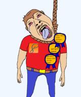 award blue_pants brown_hair crying dead deviantart downs_syndrome fetishist hanging pedophile red_shirt retarded rope spaton37 tardlet variant:bernd // 1148x1376 // 136.5KB