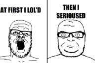 artist:sectionalism bald glasses open_mouth stubble text variant:a24_slowburn_soyjak variant:seriousjak // 850x565 // 20.6KB