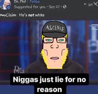 aryan ascence_(user) blond blue_eyes cap closed_mouth clothes dr_phil facebook glasses hat irl irl_background lie meme meta:namefags pink_lips screenshot stubble subvariant:chudplier variant:chudjak variant:markiplier_soyjak white_skin // 748x717 // 491.7KB