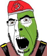 angry backpack brotherhood_of_nod brown_eyes clothes command_and_conquer face_paint glasses green_skin hat meta:tagme open_mouth soyjak stubble variant:cobson // 698x826 // 18.9KB