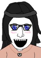 eyebrows forehead_lines glasses hair nose open_mouth poopson soyjak variant:lennonjak variant:soytan // 600x852 // 19.9KB