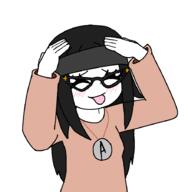 ah_eto._bleh_(meme) arm avengers blush closed_eyes clothes glasses hair hand necklace smile tongue variant:soytan // 883x902 // 46.5KB