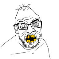 angry conehead crooked_teeth ear glasses mustache norf_fc soyjak stubble variant:feraljak // 1024x1024 // 122.4KB