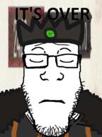 baron closed_eyes closed_mouth clothes crown frown glasses hat its_over lifeweb ravenheart sad soyjak space_station_13 stubble text variant:markiplier_soyjak video_game // 600x800 // 140.1KB