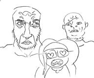 3soyjaks art closed_mouth female glasses heart open_mouth soyjak stubble variant:sidjak variant:soytan // 905x759 // 150.9KB