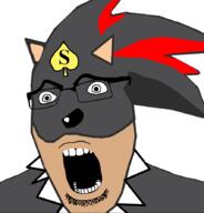 animal ear glasses hair open_mouth scared shadow_the_hedgehog sonic_the_hedgehog soyjak spade spongebob_squarepants stubble tattoo v_(4chan) variant:cobson // 855x893 // 91.3KB