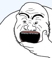 hand open_mouth soyjak stubble subvariant:thinklicia thick_eyebrows thinking variant:alicia // 750x832 // 14.7KB