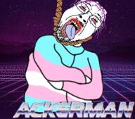 ack bloodshot_eyes crossed_arms crying glasses hackerman hanging mr_robot open_mouth purple_hair stubble tongue tranny transgender_flag variant:bernd // 280x246 // 125.0KB