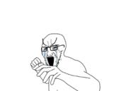ack animated beard buff crying double_face_punch fight glasses hair muscles open_mouth seething shirtless variant:chudjak variant:soyak // 682x458 // 1.2MB