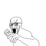 ack animated beard buff crying double_face_punch fight glasses hair muscles open_mouth seething shirtless variant:chudjak variant:soyak // 682x458 // 1.2MB