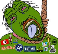 2soyjaks ack america_first amphibian badge buff communism crying dead elon_musk frog green_skin groyper hanging k_on manlet meta:tagme nas:pepe nazbol nazism pepe pepe_the_frog rope self_insert sonnenrad soyjak stonetoss subnas:apu subvariant:chudjak_front subvariant:unbotheredchud suicide tongue tranny twitter variant:bernd variant:chudjak // 1683x1576 // 318.9KB