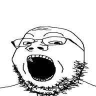 glasses open_mouth soyjak squished stubble subvariant:massjak subvariant:wholesome_soyjak variant:gapejak // 600x600 // 13.2KB