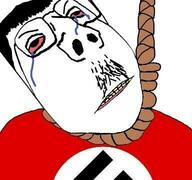 angry bloodshot_eyes chud crying dead derp glasses hair hanging mustache nazism rope shaved subvariant:scholar variant:gapejak // 384x360 // 20.8KB