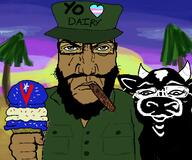 angry black_fur brown_skin castro cigar communism cow cuban cubanigger fidel_castro frank_castle punisher_face subvariant:science_lover subvariant:sheila trans_heart variant:markiplier_soyjak variant:sidjak vinluv white_glasses // 1143x954 // 669.3KB